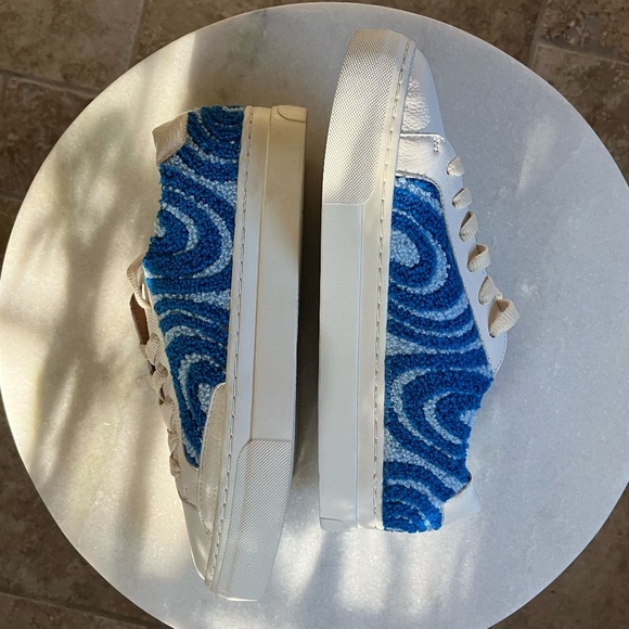 SOLUDOS | Ibiza Psychedelic Spiral Summer Sneakers in Marine Blue | Size US 9 - Picture 6 of 13